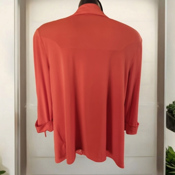 Jones New York Signature Orange 3/4 Length Sleeves Flowy Top - Picture 3 of 8
